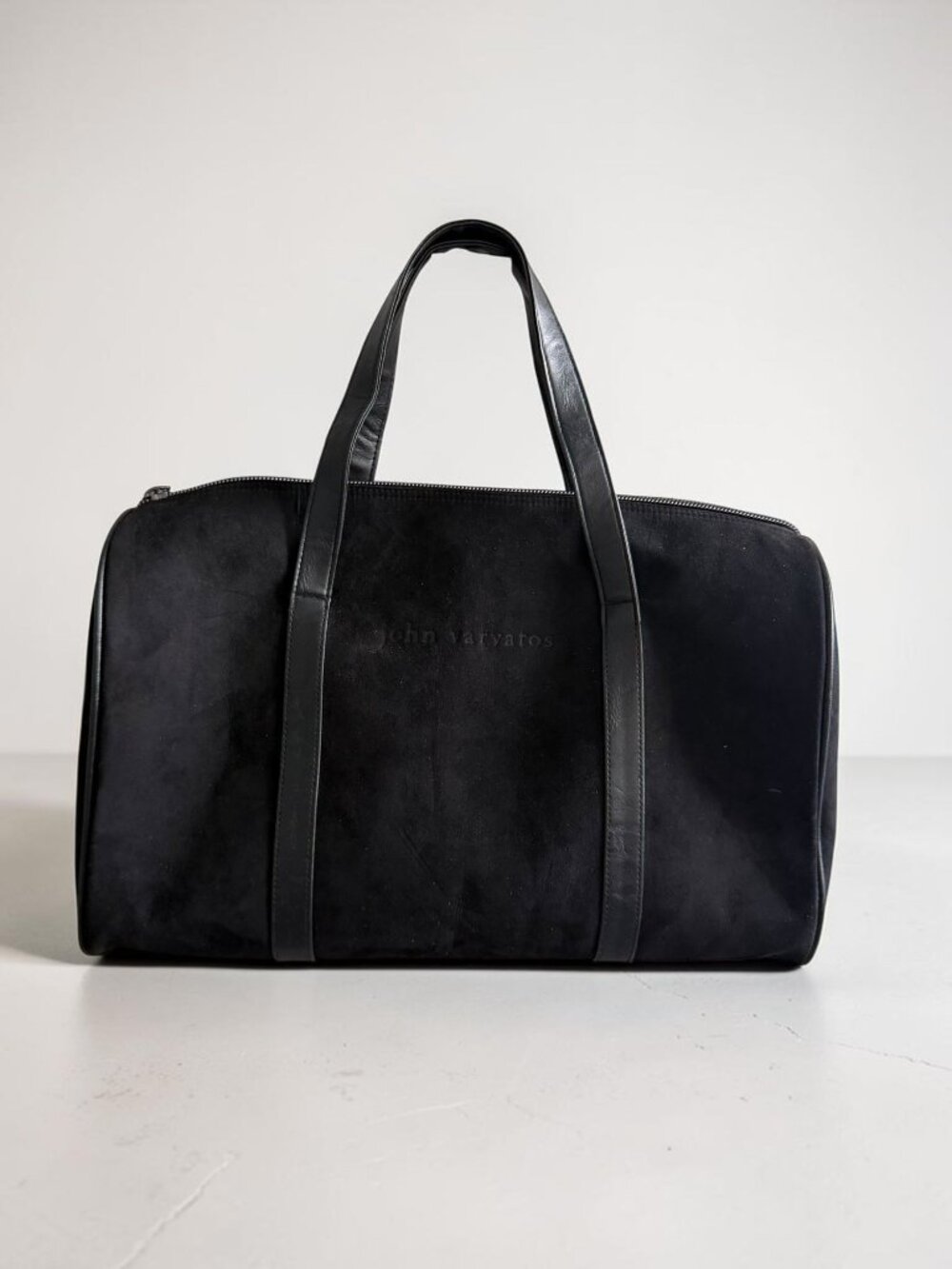 JOHN VARVATOS Black Synthetic Suede Small Duffle Bag NEW NWOT